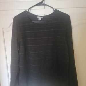Croft & Barrow Black and Gray Striped Top